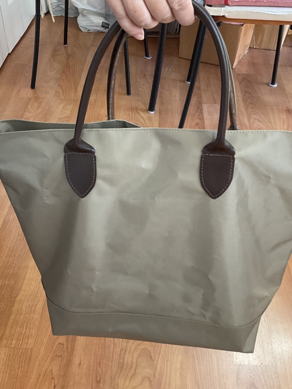 tan colored waterproof square bottom tote bag